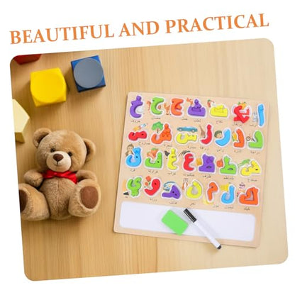 ERINGOGO 1Set Arabic Letter Matching Puzzle Montessori Educational Wooden for Engaging Alphabet Learning Puzzle for and Design for Family Interaction