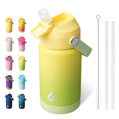 BJPKPK 12oz Insulated Water Bottle, Stainless Steel Bottle with Straw Lid - color: Fresh Green, size: 12 Ounces