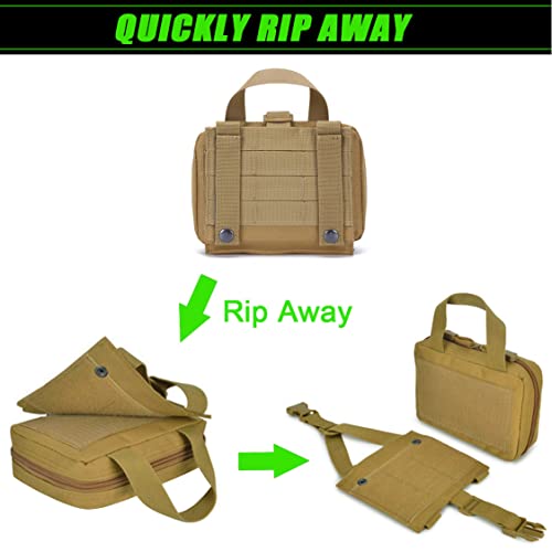 Upgrade Molle Rip Away Ifak Pouch, Tactical Small Belt First Aid Pouch Medical Utility EMT Pouch Only - color: TAN