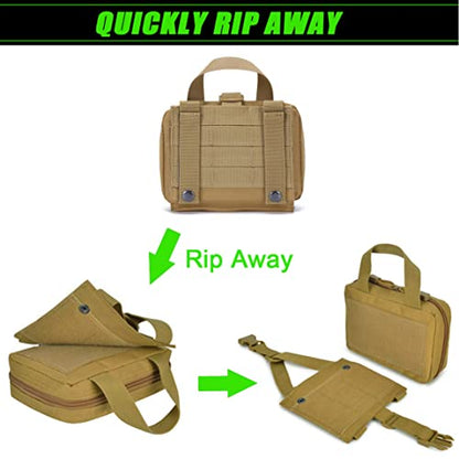 Upgrade Molle Rip Away Ifak Pouch, Tactical Small Belt First Aid Pouch Medical Utility EMT Pouch Only - color: TAN