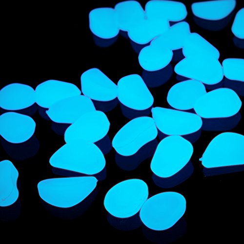 Shiny Stone 120pcs Glow in The Dark Aquarium Pebbles, Blue | Fish Tank Rocks, Glowing Gravel, Luminous Stones, For Aquarium Succulent Garden - color: Blue