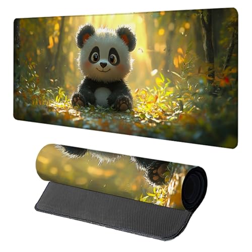 Panda Gaming Mouse Pad, Mouse Pad 24x12in, Large Desk Mat with Non-Slip Rubber Base, Office Desk Accessories, Large Extended Gaming Keyboard Mat, Big Mousepad for Computer Gamer Office, Yellow 8-2863 - size: 24 x 12 x 0.1