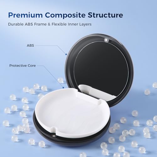 JMU Retainer Case, Mouth Guard Case with Mirror, Black - color: Black
