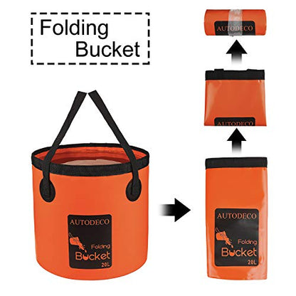 Collapsible Bucket 5 Gallon Container Folding Water Bucket Portable Wash Basin 20L - color: Orange