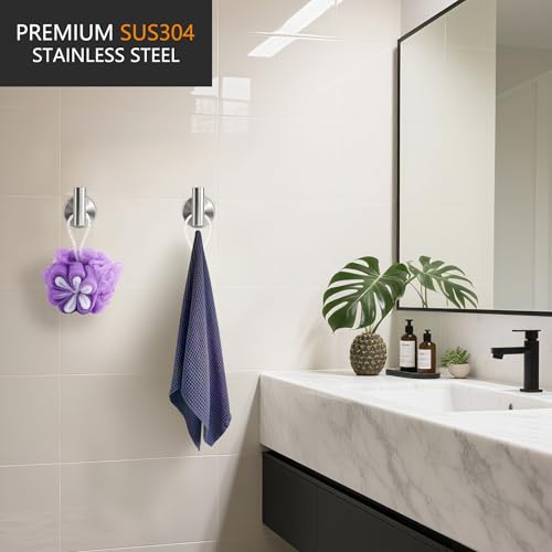 Nolimas Bathroom Towel Hooks SUS 304 Stainless Steel Coat Hook Round Clothes Towel Coat Robe Hook Cabinet Closet Door Sponges Holder for Bath Kitchen Garage Hotel,Wall Mounted, Brushed Nickel,6Pack - color: 6pcs Brushed Nickel