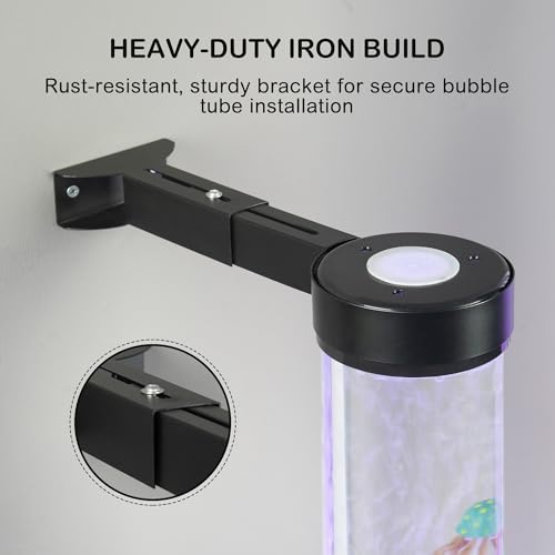 Wall Bracket for Sensory Bubble Fish Tube | 10–19cm Adjustable Dual-Ring Holder for 10cm Bubble Tube Lamps | Anti-Spill Support with Non-Slip Liner & Wide Stable Base