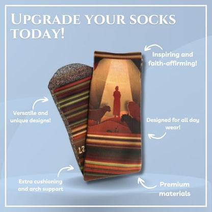 Men's – Christian Crew Socks for Men with Scripture | Moisture-Wicking | Easter Gift Idea - color: Daniel and the Lions Den