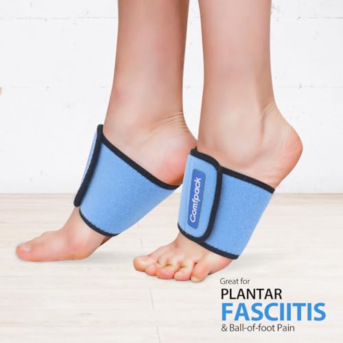 Comfpack 2 Packs Cold Therapy Wrap for Pain Relief, Reusable Gel Ice Packs for Foot Plantar, Wrist, Ankle, for Sprains, Muscle Pain, Bruises, Injuries, Blue - size: Blue, style: 2 Sleeves + 2 Gel Packs