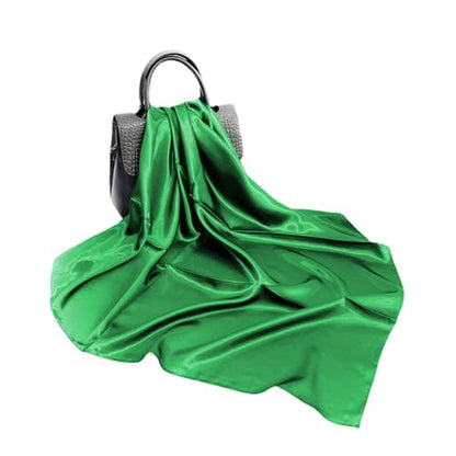 Elegant Satin Jersey Muslim Hijab Scarf Square Soft Head Wrap Scarves Shawl for Women Girls - color: Green(90*90cm)