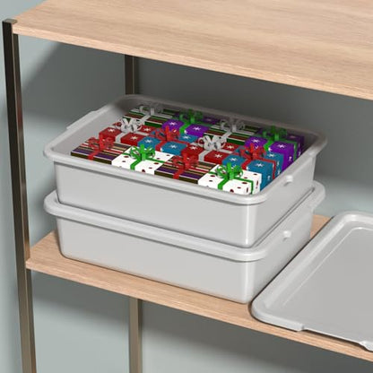 13 L Bus Tub with Lid, Commercial Food Service Bus Tubs, 3 Packs | Light Gray Plastic utility Bus Boxes for Restaurant - size: 13 L with Lid