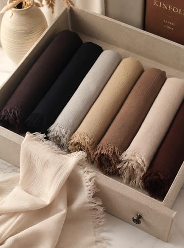Cotton Linen Plain Hijab Scarf For Women,Muslim Viscose Crinkle Edge With Fringe,Summer Beach Wrap Headwraps Shawl - color: 56#lightgrey