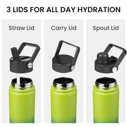 Konokyo 32 oz Insulated Water Bottle Stainless Steel Sport Bottles with 3 Lids,Bamboo Grove - color: Bamboo Grove, size: 32 Ounces