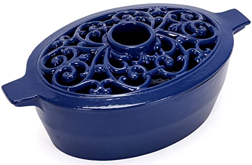 INNO STAGE Wood Stove Steamer, Cast Iron Humidifier, 2.5 Quart, Blue - color: Blue
