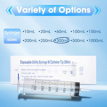 300ml Large Syringe for Thick Liquids, Individually Wrapped | Plastic Syringe Without Needle for Scientific Labs, Garden, Liquid Fertilizer - style: 300cc