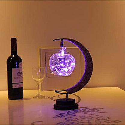 LED Decorative lamp Table lamp 3D Magic Moonlight Wrought Iron Night Light Christmas Home Decoration Birthday Gift USB Power Supply 5.5 * 5.1 * 11 inches （A Purple） - style: A Purple