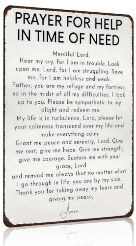 Funnysign Christian Gifts Prayer for Help In Time of Need Religious Tin sign for Home Church Prayer Room Office Chapel Decor 8x12 Inch(3986) - color: Grey