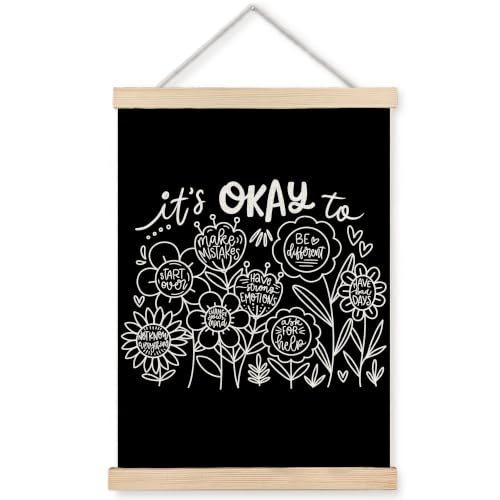 WUCHJ Black and White Floral Mental Health Wall Art Poster 12x16 in - color: Black and White Floral Mental Health