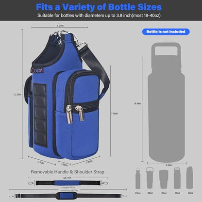 icolor Magnetic Gym Bag Water Bottle Carrier Holder with Phone Pockets & Shoulder Strap,Gym Magnetic Bag 5 Built-in Magnets Gym Accessories Organizer Sling Bottle Bag Pouch Sleeve - color: Blue
