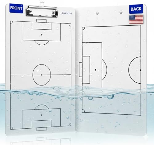 Soccer Clipboard for Coaches, Double-Sided Dry Erase Board | Printed soccer field on a double-sided dry erase clipboard with metal clip; marker and eraser are not included. - style: Soccer