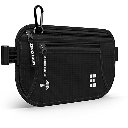 Money Belt for Secure Travel - RFID Blocking Slim Passport Holder - Hidden Waist Pouch for Cash, Credit Cards, Documents - Concealable Under Clothes, Water-Resistant Slim Fanny Pack for Men and Women - color: Black