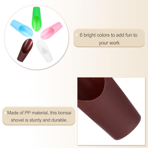HARFINGTON Bonsai Soil Scoop 6.3" x 1.8" Plastic Colorful Mini Garden Shovel Cultivation Digging Transplanting Tools for Plant Flower Succulent Coffee Beans, Brown - color: Brown