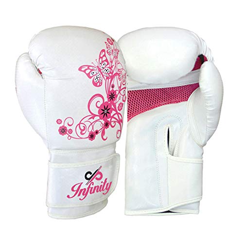 Womens Boxing Gloves Kids MMA Training Ladies Punching Mitts Girls Childrens - color: White Flower Boxing Gloves, size: 12Oz