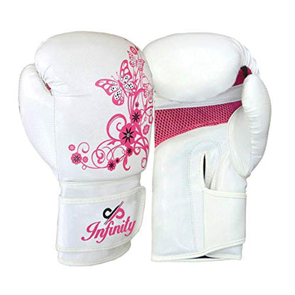 Womens Boxing Gloves Kids MMA Training Ladies Punching Mitts Girls Childrens - color: White Flower Boxing Gloves, size: 14Oz