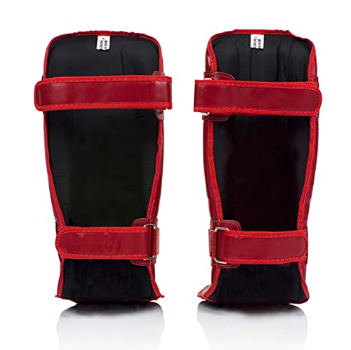 Fairtex SP3 Lightweight Shin Guards, Muay Thai MMA Avoid Shin Splints Gear | Featherweight synthetic shell with high-density padding. Articulated lower-leg armor enhances mobility and leg protection - color: Red, size: Medium