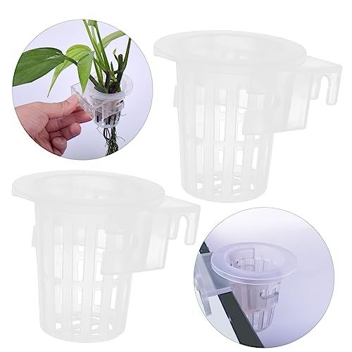 2Pcs Hanging Aquarium Plant Holder Acrylic Aquatic Plant Pots for Freshwater Fish Tank for Live Aquatic Plants Durable and Lightweight Design