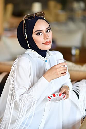 para life Snap Hijab for Women, Breathable Instant Hijabs|Standard Size Stretchable Cotton Sandy|Jersey Undercap - color: Navy Blue