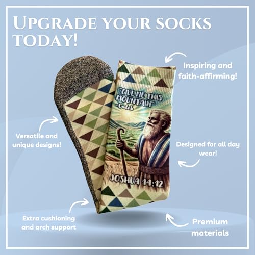 Men's – Christian Crew Socks for Men with Scripture | Moisture-Wicking | Easter Gift Idea - color: Caleb