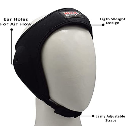 MRX MMA Ear Guards Kick Boxing Ju Jitsu Cage Wrestling Ear Protection Headgear with Adjustable Straps for Safe Head & Ear - color: Black