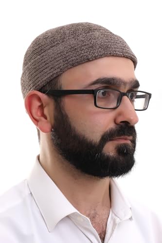 ihvan online Kufi Hats for Men, Taqiya, Takke, Turkish Muslim Winter Velvet Roll-up Edge Prayer Skullcaps, Islamic Gifts - color: Brown