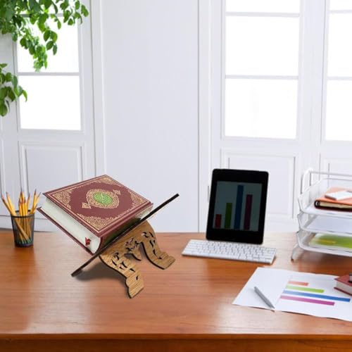 Wooden Quran Holder - Prayer Book Bible Stand, Wooden Quran Stand Desktop Book Stands for Display and Reading, Folding Book Stand Holder Eid Party Reading Supply