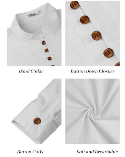 LVCBL Thobe for Men Long Sleeve Kaftan Muslim Thobe Button Down Long Gown Caftan with Pockets - color: White, size: Medium