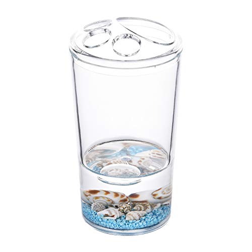 4 Piece Acrylic Liquid 3D Floating Motion Bathroom Vanity Accessory Set Oceam Theme Sea Shell Conch Toothbrush Holder, Tumbler, Soap Dispenser, Soap Dish - size: 4-piece, style: Conch