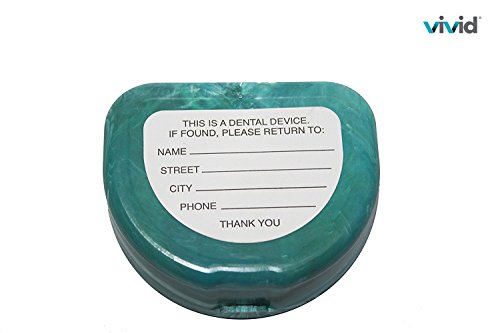 Orthodontic Retainer Case With Hinged Lid Snaps, Portable Denture Cases, Mouthguard Case for Retainer and Dentures (Green Marble)