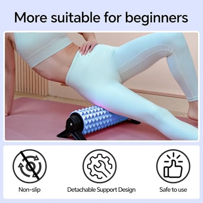 Foam Roller with Detachable Stand, 18” Deep Tissue Massage Roller, Beginner-Friendly Support Design for Muscle Recovery, Home Workout & Fitness - Purple - color: Purple