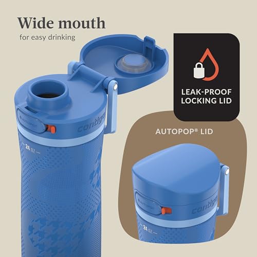 Contigo x Ally Love Jackson Chill 2.0, Stainless Steel, Spill Proof Water Bottle with AutoPop Lid, BPA Free, 24oz, Stellar Jay - color: Stellar Jay, size: 24oz (Pack of 1), style: Ally Love