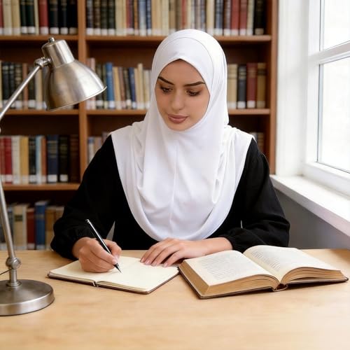 Instant Hijab Ready To Wear Hijab Scarf for Women Soft Long Muslim Jersey Hijabs Head Scarf for Prayer Abaya - color: White