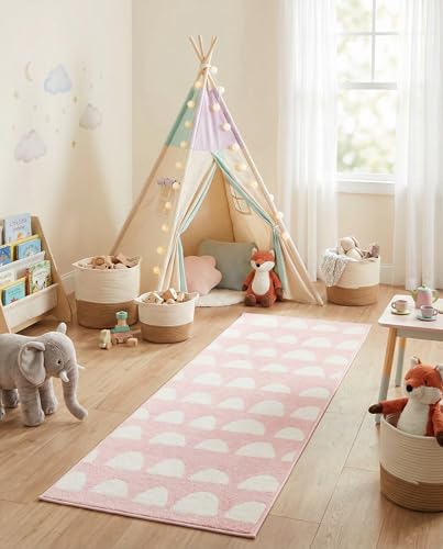 Rugs.com - Whimsy Kids Rug – 6 Ft Runner Pink Easy-Clean Runner Rug – Modern Abstract Design, Perfect for Hallways, Kitchens, and Bathrooms - color: Pink, size: 2' x 6'1" (Runner)