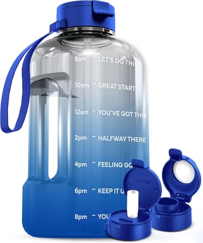 AQUAFIT 1 Gallon Water Bottle with Motivational Quotes - color: Blue Skies, size: 128 Ounces