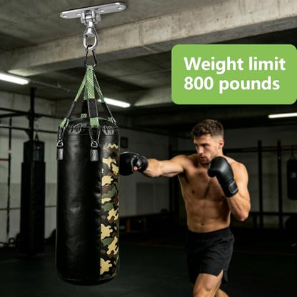 Heavy Duty Punching Bag Hanger with Boxing Bag Straps,180° +360° Rotation, Wall Ceiling Mount Hook for Heavy Boxing Bag, Weight Training, Aerial Yoga - color: Silver