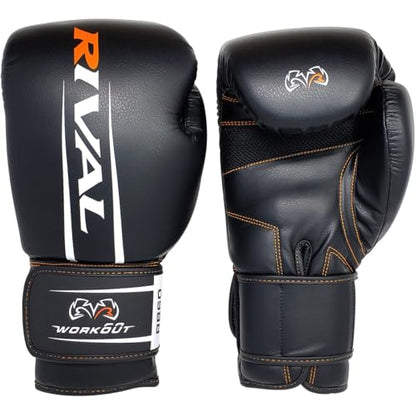 RIVAL Boxing RB60 2.0 Workout Bag Gloves, Hook and Loop Closure - Breathable Mesh Palm, Soft Inner Lining, and Pre-Formed Pro Fit - size: Medium