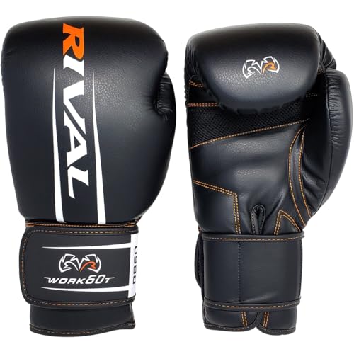 RIVAL Boxing RB60 2.0 Workout Bag Gloves, Hook and Loop Closure - Breathable Mesh Palm, Soft Inner Lining, and Pre-Formed Pro Fit - size: Large
