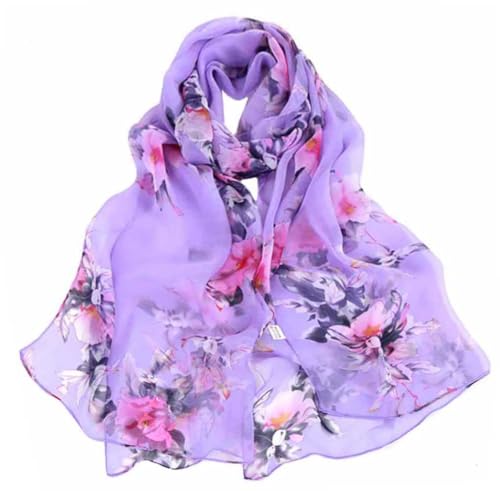Xyueanlo Scarfs for Women Lightweight Scarves Fashion Print Floral Pattern Scarf Shawls - color: P-purple