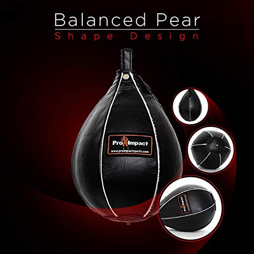 Leather Speed Bag – Rapid Rebound Pear-Shaped Punching Ball with Durable Latex Bladder for Boxing, MMA & Home Gym - color: Black, size: XS - 5"x7"