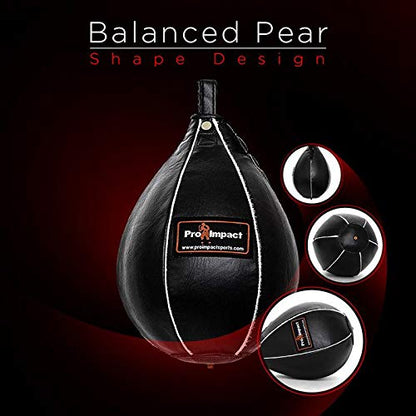 Leather Speed Bag – Rapid Rebound Pear-Shaped Punching Ball with Durable Latex Bladder for Boxing, MMA & Home Gym - color: Black, size: XS - 5"x7"