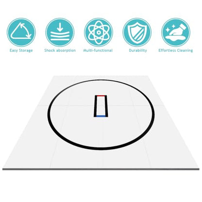 10' x 10' Wrestling Mat for Home, 1.2" Thick Foldable BJJ Mats for Home Gym, Anti-Slip MMA Jiu Jitsu Mats, Grappling Mats for Martial Arts & Judo Practice (White)