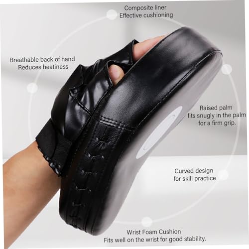 Boxing Pads Mitts, Leather Curved Focus Boxing Gloves, Shock-Resistant Thickened Punching Mitts, Taekwondo Equipment for Fighting or Striking Practice, Pads.